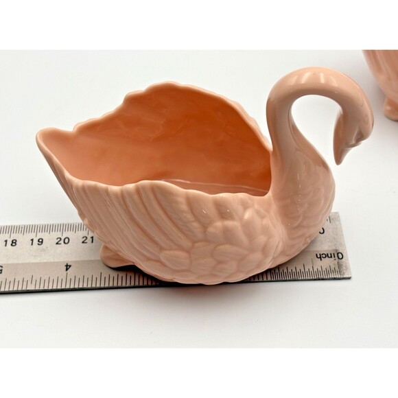 2 Lenox Pink Porcelain Swan Trinket Ring Dish 4.5" x 3" Vintage 1970's Set MCM - Picture 10 of 11